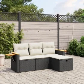 4-teilige Gartensofagarnitur mit schwarzen synthetischen Rattankissen von , Gartensets - Ref: Foro24-3265487, Preis: 253,87 €...