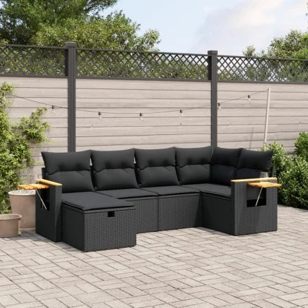 6-piece garden sofa set and black synthetic rattan cushions by , Garden sets - Ref: Foro24-3265514, Price: 413,54 €, Discount: %