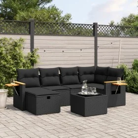 7-piece garden dining set and black synthetic rattan cushions by , Garden sets - Ref: Foro24-3265521, Price: 457,45 €, Discou...