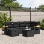 Set de comedor de jardín 7 pzas y cojines ratán sintético negro de , Conjuntos de jardín - Ref: Foro24-3265521, Precio: 458,2...