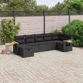 Set de comedor de jardín 7 pzas y cojines ratán sintético negro de , Conjuntos de jardín - Ref: Foro24-3265528, Precio: 466,7...