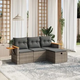4-piece garden sofa set and gray synthetic rattan cushions by , Garden sets - Ref: Foro24-3265491, Price: 259,44 €, Discount: %