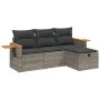 4-piece garden sofa set and gray synthetic rattan cushions by , Garden sets - Ref: Foro24-3265491, Price: 259,44 €, Discount: %