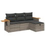 Set de sofás de jardín 4 pzas y cojines ratán sintético gris de , Conjuntos de jardín - Ref: Foro24-3265491, Precio: 249,77 €