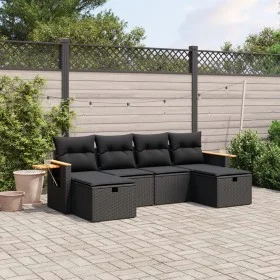 6-piece garden sofa set and black synthetic rattan cushions by , Garden sets - Ref: Foro24-3265556, Price: 383,05 €, Discount: %