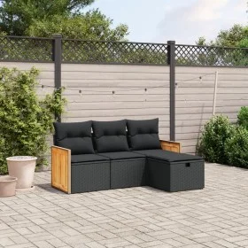 4-piece garden sofa set with black synthetic rattan cushions by , Garden sets - Ref: Foro24-3265703, Price: 253,36 €, Discoun...