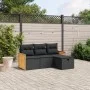 4-piece garden sofa set with black synthetic rattan cushions by , Garden sets - Ref: Foro24-3265703, Price: 253,36 €, Discoun...