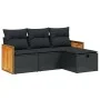 4-piece garden sofa set with black synthetic rattan cushions by , Garden sets - Ref: Foro24-3265703, Price: 253,36 €, Discoun...
