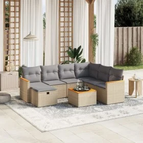 Gartensofa-Set mit beigem Kissenmix, 8-teilig aus PE-Rattan von , Gartensets - Ref: Foro24-3265336, Preis: 470,35 €, Rabatt: %