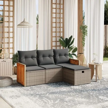 4-piece garden sofa set and gray synthetic rattan cushions by , Garden sets - Ref: Foro24-3265708, Price: 260,11 €, Discount: %