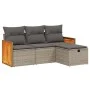 4-piece garden sofa set and gray synthetic rattan cushions by , Garden sets - Ref: Foro24-3265708, Price: 260,11 €, Discount: %