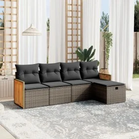 Garden sofa set with cushions 5 pieces gray synthetic rattan by , Garden sets - Ref: Foro24-3265722, Price: 307,98 €, Discoun...