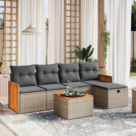 6-teiliges Gartenmöbel-Set und graue synthetische Rattankissen von , Gartensets - Ref: Foro24-3265729, Preis: 349,01 €, Rabat...