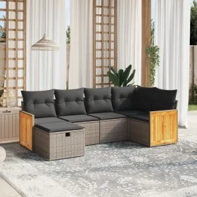 6-piece garden furniture set and gray synthetic rattan cushions by , Garden sets - Ref: Foro24-3265736, Price: 380,39 €, Disc...