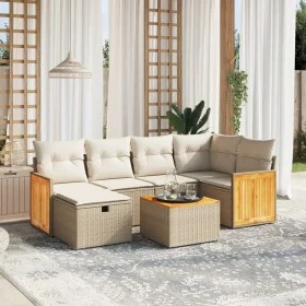 7-piece garden sofa set and beige synthetic rattan cushions by , Garden sets - Ref: Foro24-3265741, Price: 483,37 €, Discount: %