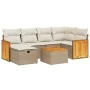 7-teiliges Gartensofa-Set und beigefarbene synthetische Rattankissen von , Gartensets - Ref: Foro24-3265741, Preis: 483,37 €,...
