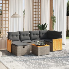 7-teiliges Gartensofa-Set mit grauen PE-Rattan-Kissen von , Gartensets - Ref: Foro24-3265743, Preis: 407,23 €, Rabatt: %