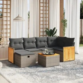 7-teiliges Gartensofa-Set mit grauen PE-Rattan-Kissen von , Gartensets - Ref: Foro24-3265743, Preis: 420,92 €, Rabatt: %