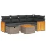 7-piece garden sofa set with gray PE rattan cushions by , Garden sets - Ref: Foro24-3265743, Price: 420,92 €, Discount: %