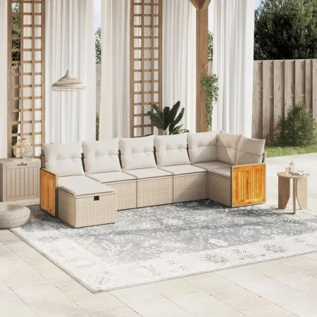 7-piece garden sofa set and beige synthetic rattan cushions by , Garden sets - Ref: Foro24-3265748, Price: 480,96 €, Discount: %
