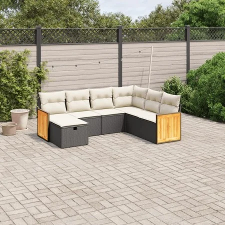 7-piece garden dining set and black synthetic rattan cushions by , Garden sets - Ref: Foro24-3265760, Price: 417,83 €, Discou...