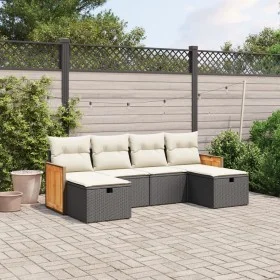 6-piece garden sofa set and black synthetic rattan cushions by , Garden sets - Ref: Foro24-3265774, Price: 340,35 €, Discount: %
