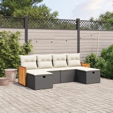 6-piece garden sofa set and black synthetic rattan cushions by , Garden sets - Ref: Foro24-3265774, Price: 340,35 €, Discount: %