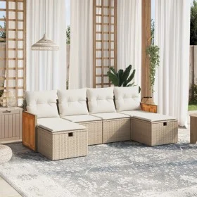 Garden sofa set with cushions 6 pieces beige synthetic rattan by , Garden sets - Ref: Foro24-3265776, Price: 404,04 €, Discou...