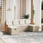 Garden sofa set with cushions 6 pieces beige synthetic rattan by , Garden sets - Ref: Foro24-3265776, Price: 404,04 €, Discou...
