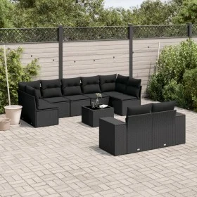 Garden sofa set 10 pieces with black synthetic rattan cushions by , Garden sets - Ref: Foro24-3223024, Price: 677,43 €, Disco...
