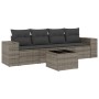 Gartensofa-Set mit Kissen, 5-teilig, graues synthetisches Rattan von , Modulare Sofas für den Außenbereich - Ref: Foro24-3222...