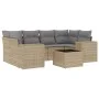 7-piece garden sofa set and beige synthetic rattan cushions by , Modular outdoor sofas - Ref: Foro24-3222318, Price: 454,17 €...