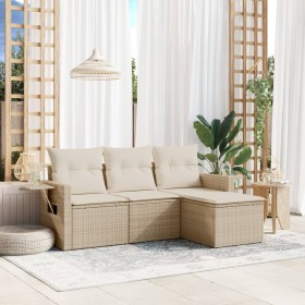Garden sofa set with cushions 4 pieces beige synthetic rattan by , Garden sets - Ref: Foro24-3220067, Price: 262,67 €, Discou...