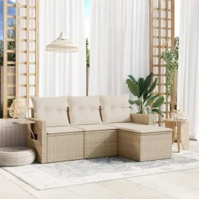 Garden sofa set with cushions 4 pieces beige synthetic rattan by , Garden sets - Ref: Foro24-3220067, Price: 276,26 €, Discou...