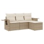 Garden sofa set with cushions 4 pieces beige synthetic rattan by , Garden sets - Ref: Foro24-3220067, Price: 263,39 €, Discou...