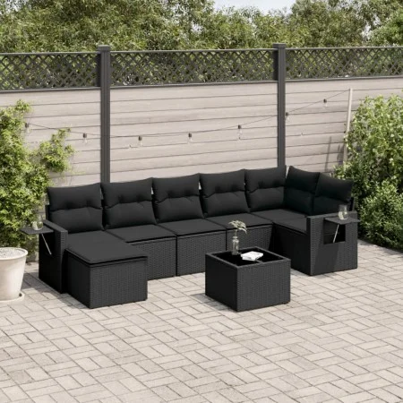 Set de sofás de jardín 8 piezas y cojines ratán sintético negro de , Conjuntos de jardín - Ref: Foro24-3220484, Precio: 515,6...