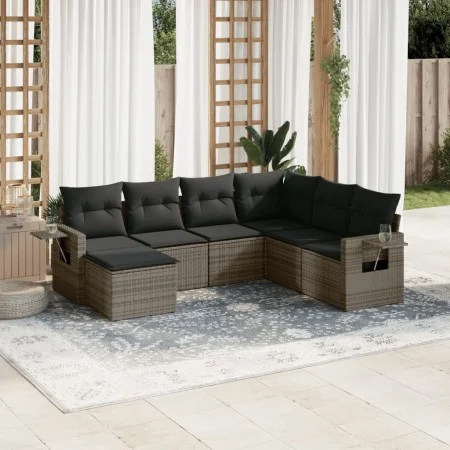 7-teiliges Gartensofa-Set mit grauen PE-Rattan-Kissen von , Gartensets - Ref: Foro24-3220499, Preis: 416,71 €, Rabatt: %