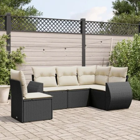 5-teiliges Gartenmöbel-Set und schwarze synthetische Rattankissen von , Gartensets - Ref: Foro24-3221365, Preis: 345,65 €, Ra...