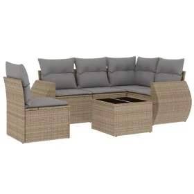 Garden sofa set with cushions 6 pieces beige synthetic rattan by , Garden sets - Ref: Foro24-3221378, Price: 408,97 €, Discou...