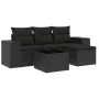 5-teiliges Gartenmöbel-Set und schwarze synthetische Rattankissen von , Modulare Sofas für den Außenbereich - Ref: Foro24-322...