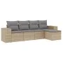 Gartensofa-Set mit Kissen, 5-teilig, beiges synthetisches Rattan von , Modulare Sofas für den Außenbereich - Ref: Foro24-3222...