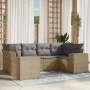 Garden sofa set with cushions 6 pieces beige synthetic rattan by , Garden sets - Ref: Foro24-3222978, Price: 404,93 €, Discou...