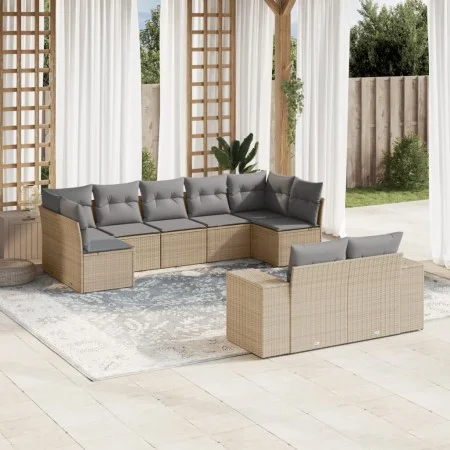 9-piece garden sofa set with beige synthetic rattan cushions by , Garden sets - Ref: Foro24-3223018, Price: 568,46 €, Discoun...