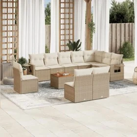 11-teiliges Gartensofa-Set mit beigen synthetischen Rattankissen von , Modulare Sofas für den Außenbereich - Ref: Foro24-3224...