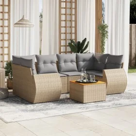 7-piece garden sofa set and beige synthetic rattan cushions by , Garden sets - Ref: Foro24-3224904, Price: 453,53 €, Discount: %