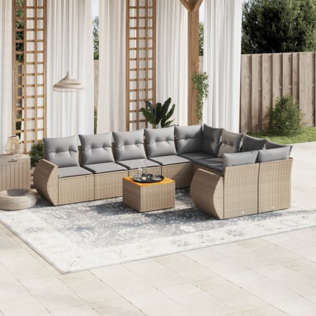 Garden sofa set with beige cushions 10 pieces synthetic rattan by , Garden sets - Ref: Foro24-3225163, Price: 581,74 €, Disco...