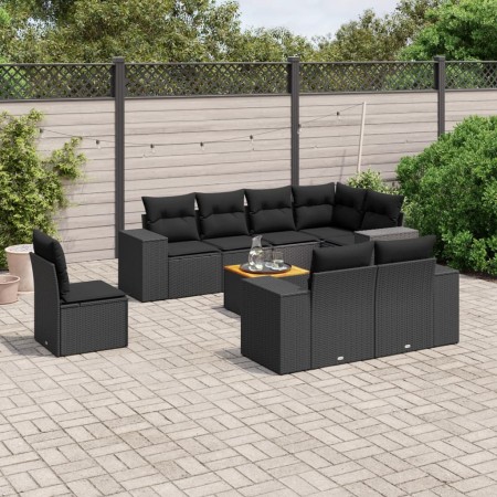 8-teiliges Gartensofa-Set und schwarze synthetische Rattankissen von , Gartensets - Ref: Foro24-3225537, Preis: 663,89 €, Rab...