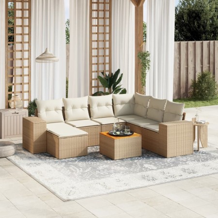 Gartensofa-Set mit beigen Kissen 8 Stück PE-Rattan von , Gartensets - Ref: Foro24-3225561, Preis: 509,08 €, Rabatt: %