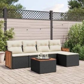 6-teiliges Gartensofa-Set und schwarze synthetische Rattankissen von , Gartensets - Ref: Foro24-3227603, Preis: 326,03 €, Rab...