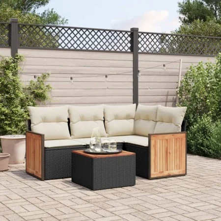 5-teiliges Gartenmöbel-Set und schwarze synthetische Rattankissen von , Gartensets - Ref: Foro24-3227617, Preis: 312,02 €, Ra...
